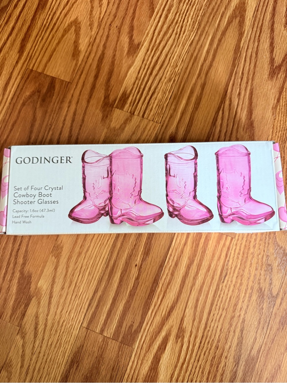 Godinger Pink Crystal Cowboy Boot Shot Glasses - Set of Four